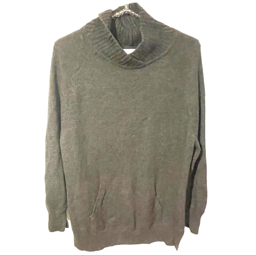 Vince XS Grey Wool Yak Mock Neck Front Pocket Sweater
